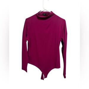 Express Body Contour Long Sleeve Bodysuit - Magenta